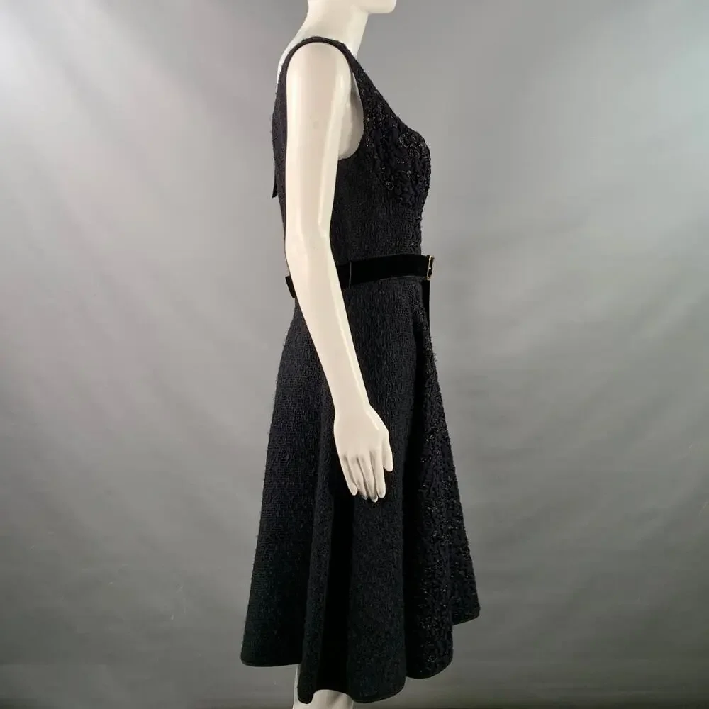 LOUIS VUITTON Size 8 Black Midnight Blue Acetate Blend Sleeveless Cocktail Dress